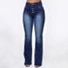 Women's Washed Denim Jeans With Button Pockets Button Detailing Casual Trousers_ecoleips.com