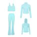 Women's 4-Piece Outfit Set - U-Neck Vest, Cropped Jacket, Hooded Jacket & Flare Pants - Stretchy Slim Fit Activewear For Hiking & Casual Wear_ecoleips.com