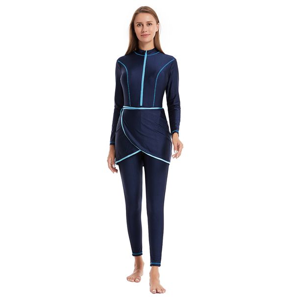 Women's Clothing Swimsuit Long Sleeve Trousers Sunscreen Ladies Conservative Swimsuit Convenient All Match One Piece_ecoleips.com