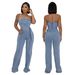 Women's Clothing Strapless Slim Fit Elastic Washed Denim Jumpsuit For Women Wide Leg Pants For Formal & Casual For Women_ecoleips.com