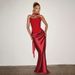 Elegant Strapless Bodycon Bandage Dress For Women, Sleeveless Backless Midi Dress With Contrast Panels_ecoleips.com
