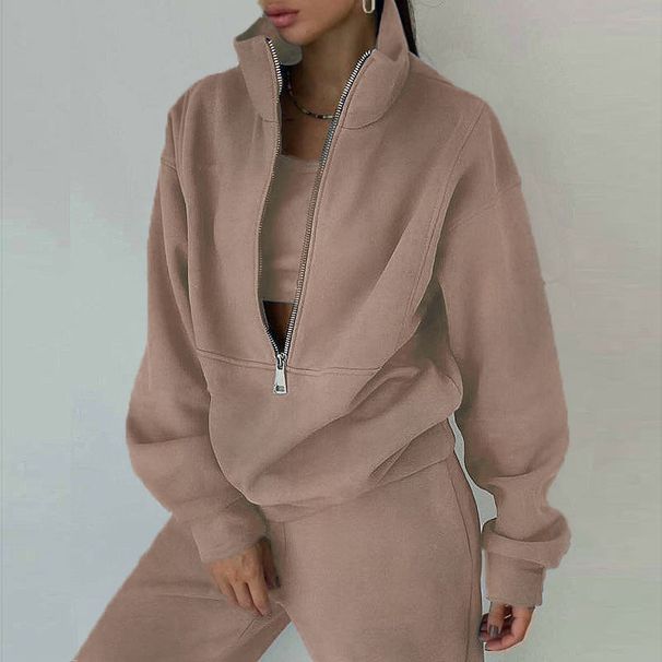 Women's Clothing Autumnal Women's Fleece Two-Piece Sweatshirt Set Sporty Street Casual Fashion For Formal & Casual For Women_ecoleips.com