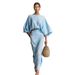 Women's High-Waisted Midi Skirt Suit American Style Autumn New Long Sleeved Round Neck Loose Top For Commuting_ecoleips.com