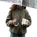 Unisex Fleece Jacquard Pullover High Neck Half-Zip Sweatshirt Winter Warm Floral Print Loose Fit Smart Half-Zip_ecoleips.com