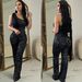 Women's Clothing Solid Color Sleeveless One Shoulder Sequined Trousers Jumpsuit_ecoleips.com
