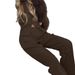Women's Ribbed Knit Set Long Sleeved Mock Neck Cardigan Button Trousers New Arrival_ecoleips.com