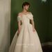 Satin Light Wedding Dress Simple Sweet Bow Off-Shoulder Art Exam Slimming Floor-Lgth Host Banquet Eving Gown For_ecoleips.com