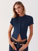 Women's Summer Slim Fit Button Down Cardigan Short Sleeve T-Shirt Ribbed Top New Arrival Supply_ecoleips.com