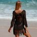 Hand-Crochet Lace Bikini Cover-Up Beach Tunic - Boho Chic Knit Sun Protection For Women (S/M/L)"_ecoleips.com