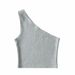 One Shoulder Cropped Tanks Top Women Summer Sleeveless Tanks Camis Sexy Oblique Collar Elastic Corset Slim Crop Tops Tube Lady_ecoleips.com
