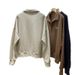 Foreign Trade Women's Autumn Loose-fitting Korean-style Versatile Thin Polo Collar Printed Sweatshirt_ecoleips.com