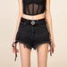 SMFK Rock High Waist Casual Denim Shorts Wilderness Black_ecoleips.com