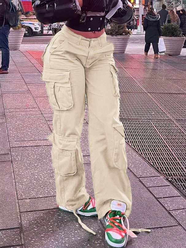 Aria Basics 2025 European And American Women's Work Pants, Vintage Loose Denim Overalls With Multiple Pockets, Street Style Wide-leg_ecoleips.com