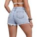 Women's Clothing Fashion Ripped Short Raw Edge Denim Shorts_ecoleips.com