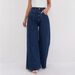 European And American High-waisted Dark Blue Wide-leg Floor-length Jeans Korean Style Loose Slimming Flared Pants For_ecoleips.com
