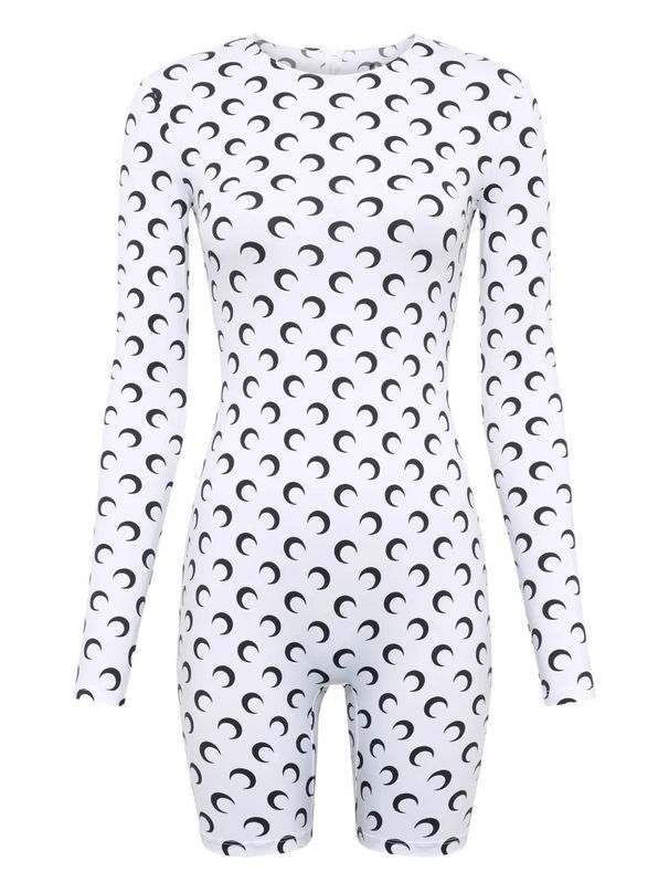 Slimming Bodysuit European American Style Sexy Design Moon Shape Printed Jumpsuit Romper for Women_ecoleips.com