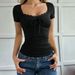 Voya Squar-nck Lac Short-slv Top, Nw Summr Dsign With Ti Straps, Slim-fit, Vrsatil Short T-shirt For Forign_ecoleips.com