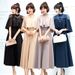 Black evening dress for women new summer banquet elegant temperament celebrity slim dress mid-length evening dress no necklace included_ecoleips.com