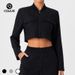 Women's Slimming Sports Jacket Stand Collar Zipper Casual Long Sleeve Striped Top For Autumn_ecoleips.com
