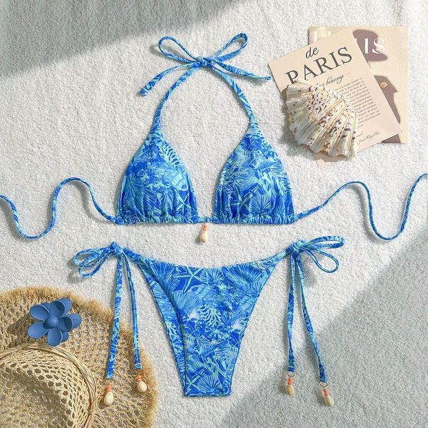New Women's Printed Bikini Set Strappy Two Piece Swimsuit Quality Swimwear_ecoleips.com