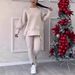 Women's Clothing Irregular Long Sleeved Printed Sweatshirt Leggings Suit_ecoleips.com