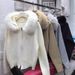 Korean Retro Women's Knitted Cardigan Long Sleeved Fur Collar Hooded Sweater Jacket Loose Casual Versatile Autumn Winter Top_ecoleips.com
