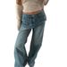 New American-style Vintage Washed Straight-leg Jeans With Stylish Pocket Design, Loose Fit And Leg-lengthening Effect_ecoleips.com