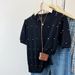 Women's Beaded Crew Neck Knit Sweater Openwork Design Gentle Style Summer_ecoleips.com