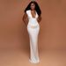 Women's Sexy Deep V Neck Sleeveless Dress American Style Slim Fit Pleated Waist Bodycon Hot Girl New Export_ecoleips.com