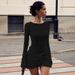 Women's Clothing Women's Elegant Solid Color Bodycon Dress Long Sleeved Knotted Decoration Style Autumn Fashion_ecoleips.com
