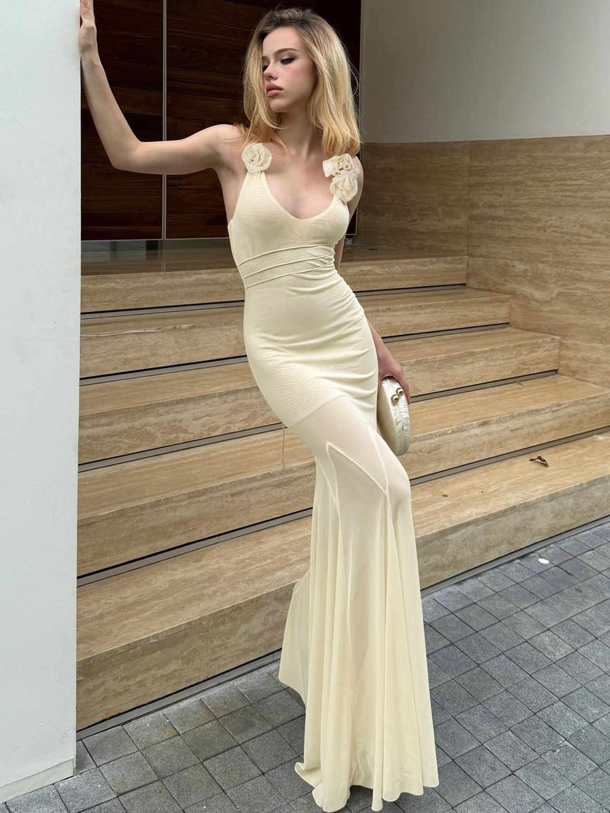 Hugcitar V Neck Solid Halter Backless Tie Flowers Patchwork Lace Sexy Maxi Dress Summer Women Fashion Clothes Festival Party_ecoleips.com