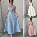 Elegant Simple Jacquard Long Dress Summer Clothing Square Neck Women's Fashion_ecoleips.com