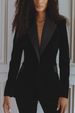 Korean Velvet Blazer & Pants Set - Women's Autumn Winter Office & Party Outfit (Burgundy/Black, S/M/L/XL)_ecoleips.com