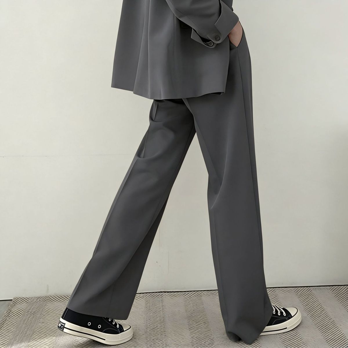 Women's Trendy Black Suit Trousers Korean Style Casual Design Spring Autumn New Niche Clothing Bottoms_ecoleips.com