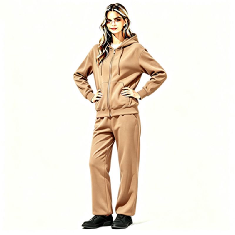 Women's Warm Cardigan Hooded Sweatshirt Set Autumn Winter Casual Suit Zipper Top Wide Leg Pants Sportswear_ecoleips.com