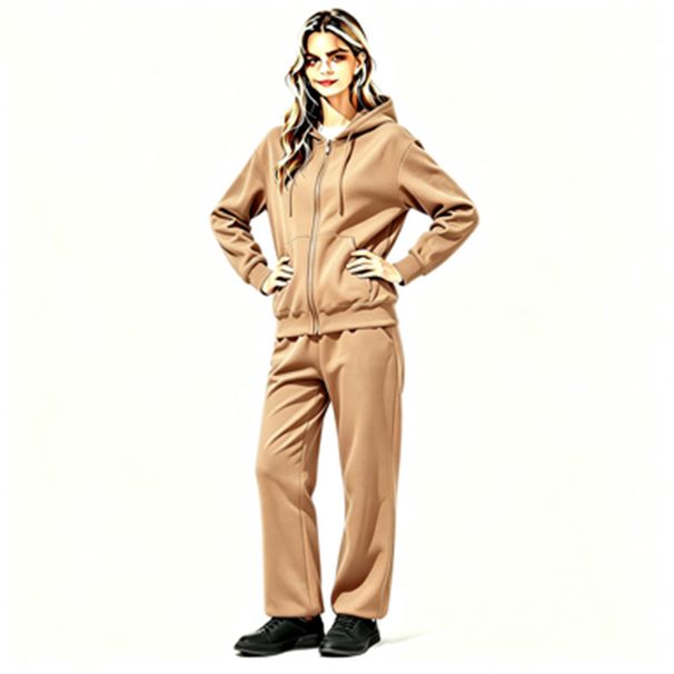 Women's Warm Cardigan Hooded Sweatshirt Set Autumn Winter Casual Suit Zipper Top Wide Leg Pants Sportswear_ecoleips.com