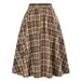 Aria Basics Aria Basics European And American Foreign Trade High Flared Autumn Winter Fashion Women's Plaid Elastic Waist A-line Skirt_ecoleips.com