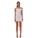 Voya Women's Socialite Style Pure White Dress For Spring And Summer New Style, Sexy And Tight Short Skirt With Off Shoulder, Off Shoulder Cocktail Dress_ecoleips.com