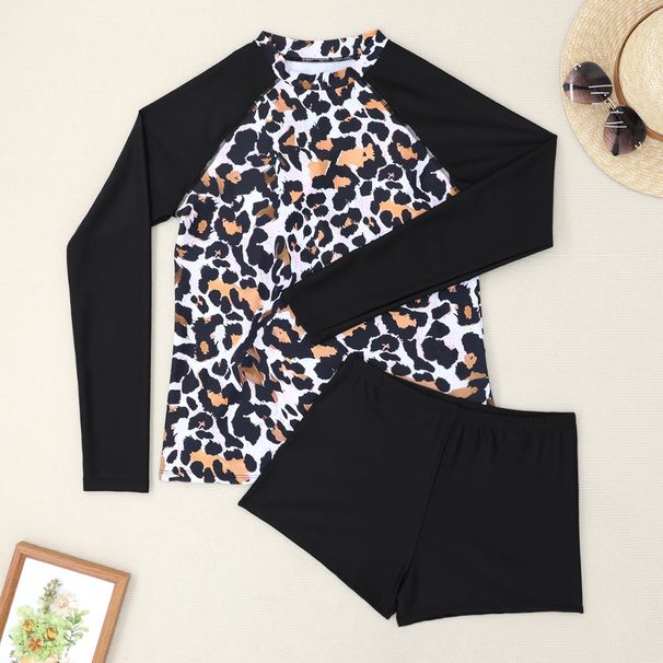 Women's Long Sleeve Swimwear Set – Quick-Dry Rash Guard & Swim Bottom, UPF 50+ Sun Protection (Multiple Prints & Solid Colors, S-XXL)_ecoleips.com