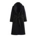 Women's Autumn Trench Coat Wool-Blend Belted Jacket Fashionable Lapel Collar Polyester Outerwear Slim Fit XS S M L Black Khaki Red_ecoleips.com
