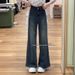 Retro Non-tight-fitting Flared Jeans For Women, New Autumn Style, Plus Size, High-waisted, Slimming, Vintage Wide-leg_ecoleips.com