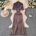 French Robe for Women Polo Collar Embroidered Long Skirt Slim Knitted Dress Elegant Temperament Cross Border Foreign Trade_ecoleips.com