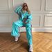 Women's Clothing Fashionable Loose Color Matching Long Sleeved Zipper Cardigan, Contrast Color Tops And Trousers Sports Suits_ecoleips.com