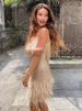 Taruxy Tassel Sequins Dress Women Elegant Feather Spaghetti Straps Mini Dresses Summer Sexy Party Club Evening Dresses Vestidos_ecoleips.com