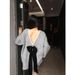 girl Backless Bow Sweater For Women, Autumn Winter Christmas New Loose Fit Pullover Top With A Soft And Cozy Feel_ecoleips.com