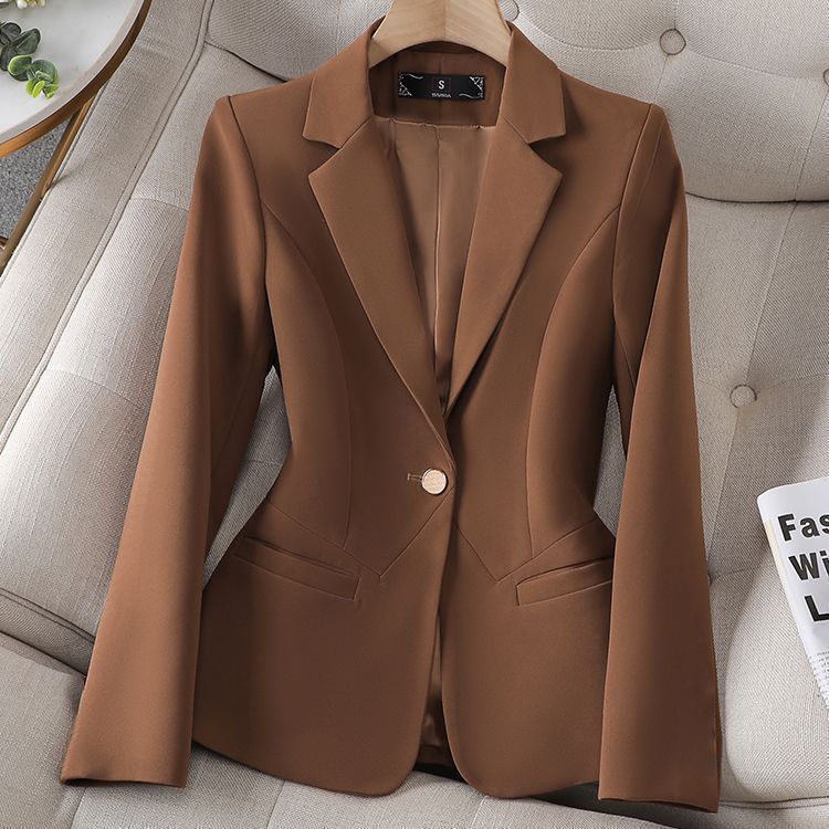 Women's Clothing Women's Off White Sophisticated Casual Blazer Korean Style Fitted Waist Blazer For Autumn For Formal & Casual_ecoleips.com