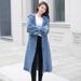 Women's Clothing Belted Double Breasted Denim Windbreaker Jacket For Women_ecoleips.com