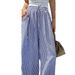 Aria Basics 2025 European And American Cross-border New Striped Wide-leg With Drawstring Pockets, Casual Long Pants,_ecoleips.com