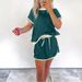 Summer Women's Color Block Drop Shoulder T-Shirt Skirt And Pants Set Style_ecoleips.com