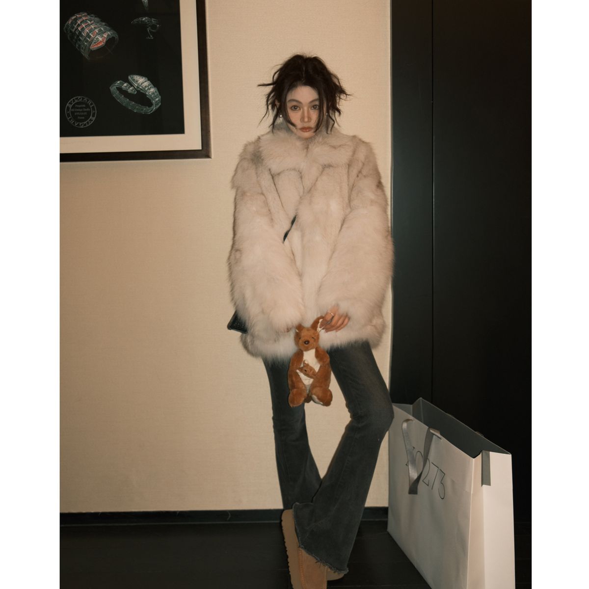 Faux Fox Fur Eco-Friendly Faux Fur Coat For Women - Short Winter Jacket With 3D Print, Elegant & Stylish (Multiple Colors Available)_ecoleips.com